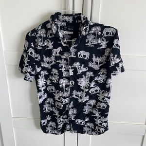 Original Use Black and White Casual Button Down Shirt